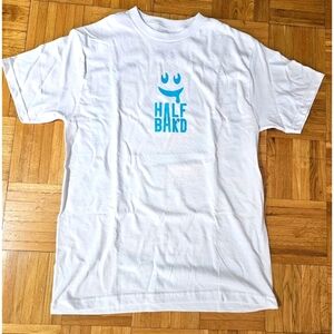 Men's Seamless T-shirt, White, Funny Half Bakd Drooling Smiley Print, M